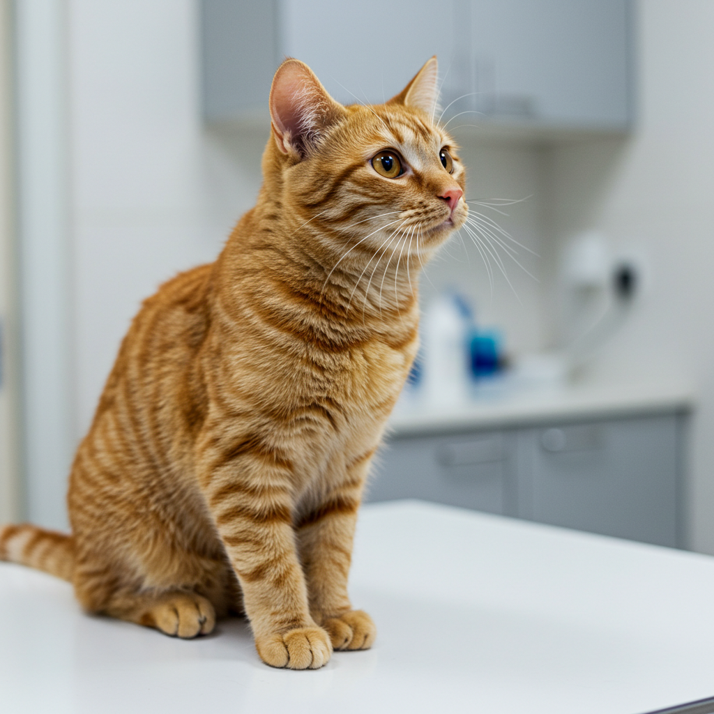 orange cat in a veterinary clinic