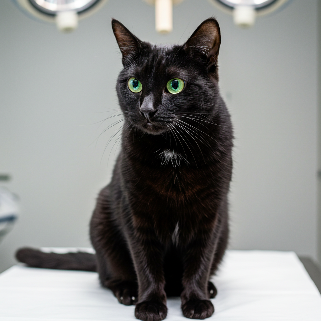 Black cat with green eyes