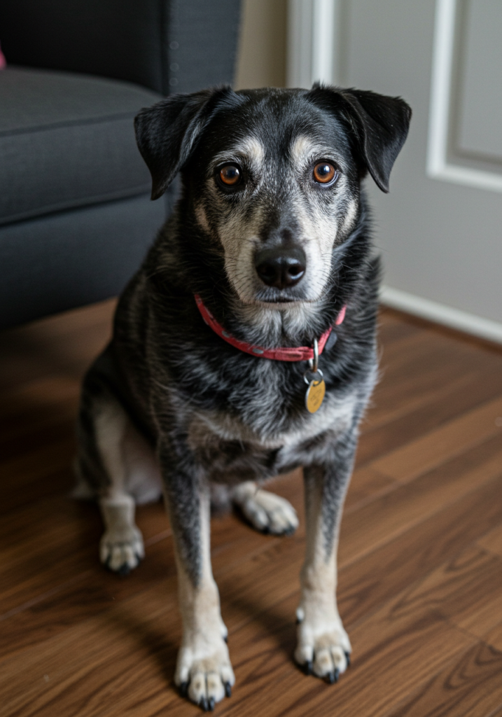 Senior dog looking at the camera