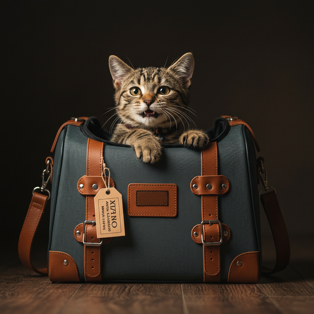 Cat ready for traveling