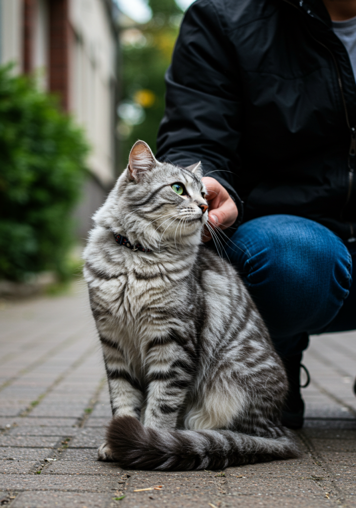 cat next to its owner
