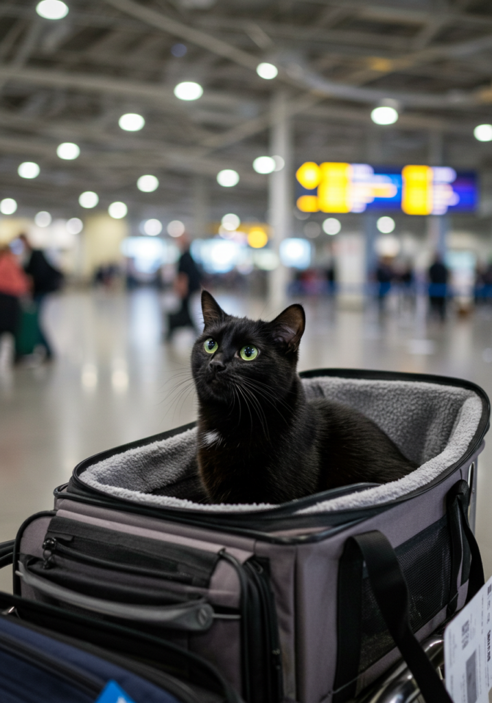 Black cat in the airport